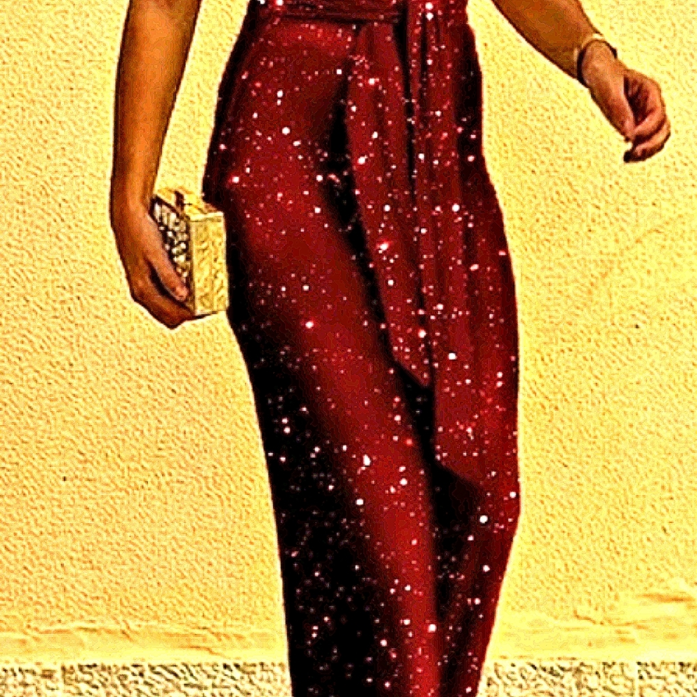Wine-red jumpsuit